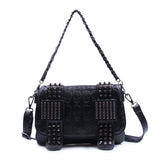 Syrads Women's Crossbody Shoulder Bag Punk Gothic Studs PU Handbag Skull Rivet Studded Crossbody Bag